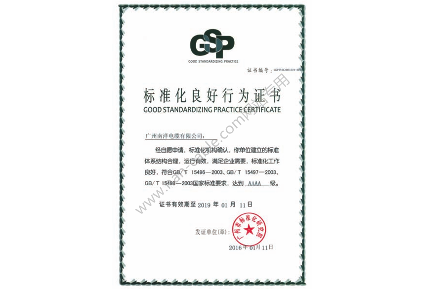 標(biāo)準(zhǔn)化良好行為證書(shū)